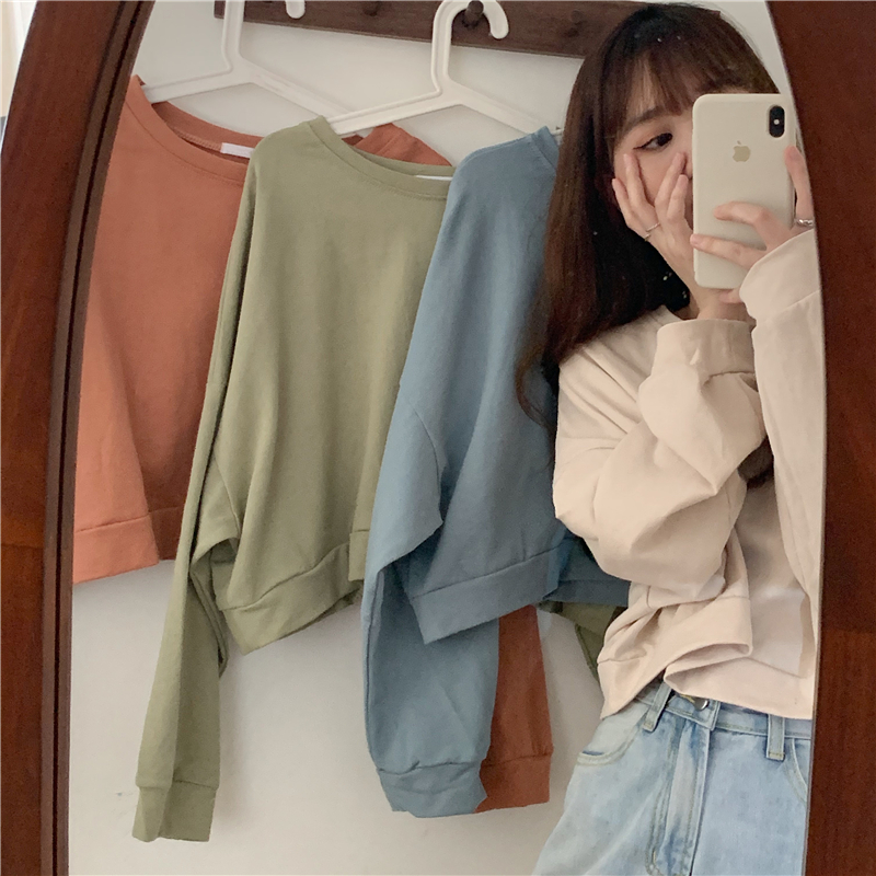 SUXI Áo Sweater Tay Dài Cổ Tròn Dáng Rộng Thời Trang Xinh Xắn Cho Nữ
