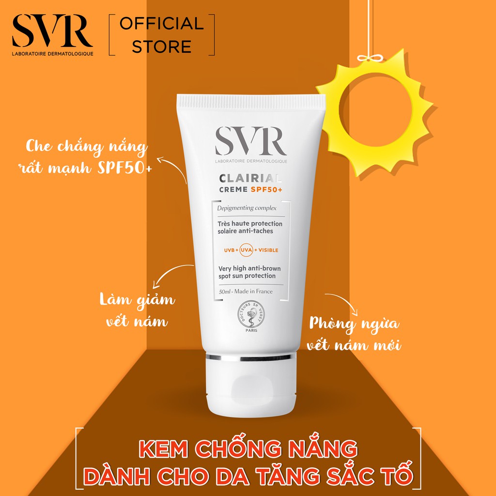 Kem Chống Nắng SVR Hỗ Trợ Mờ Nám SVR SPF50+ Clairial Crème 50ml