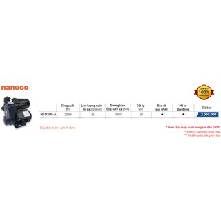 Máy bơm nước nóng tăng áp điện tử Nanoco NSP200-A