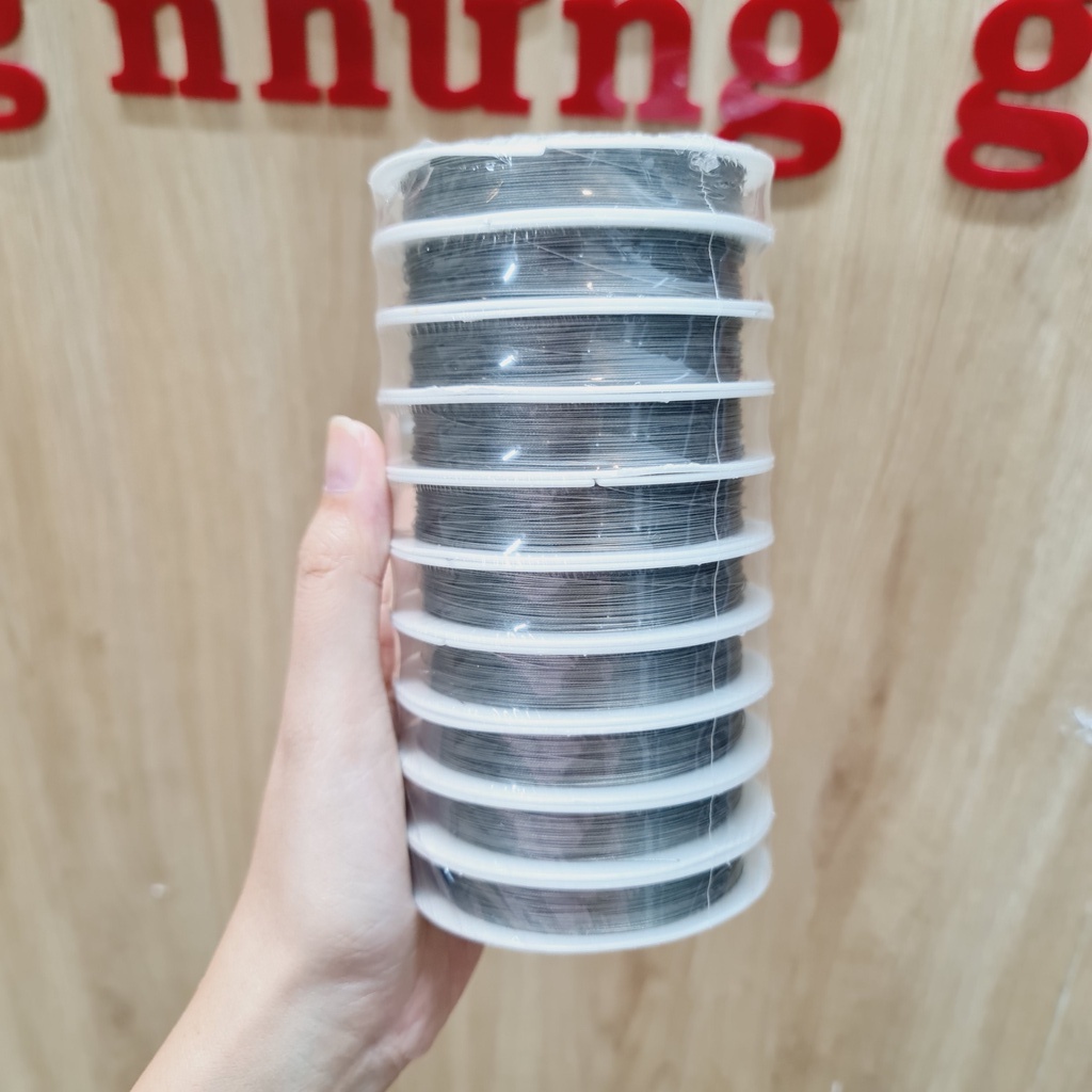 Cuộn Dây Kẽm Làm Mồi Để Xỏ Chuỗi 0,35mm dài khoảng 50 mét