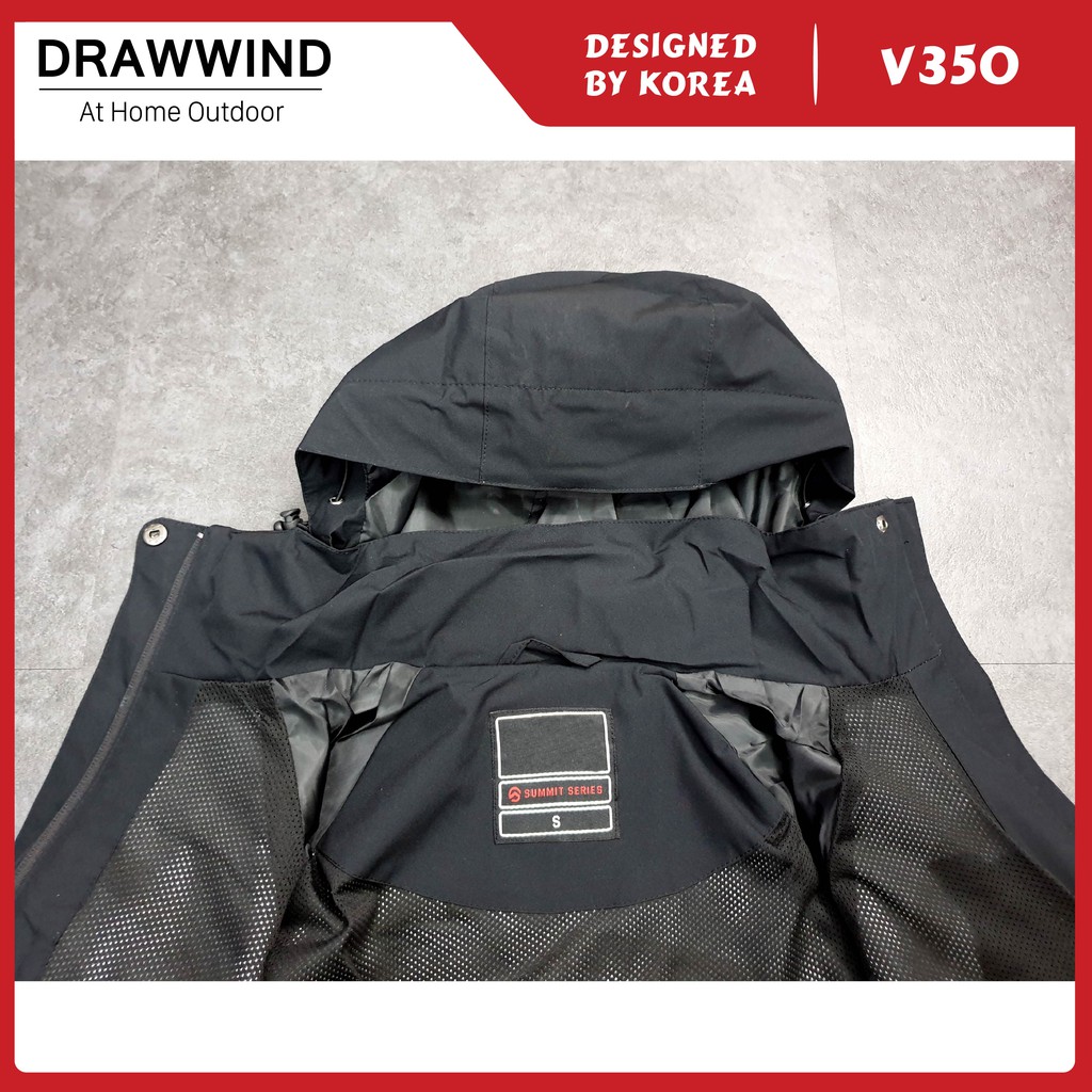 Áo gió 2 lớp nam nữ chống nước đen phối xám size châu á,khoác dù vải GORE TEX Drawwind V350 | BigBuy360 - bigbuy360.vn