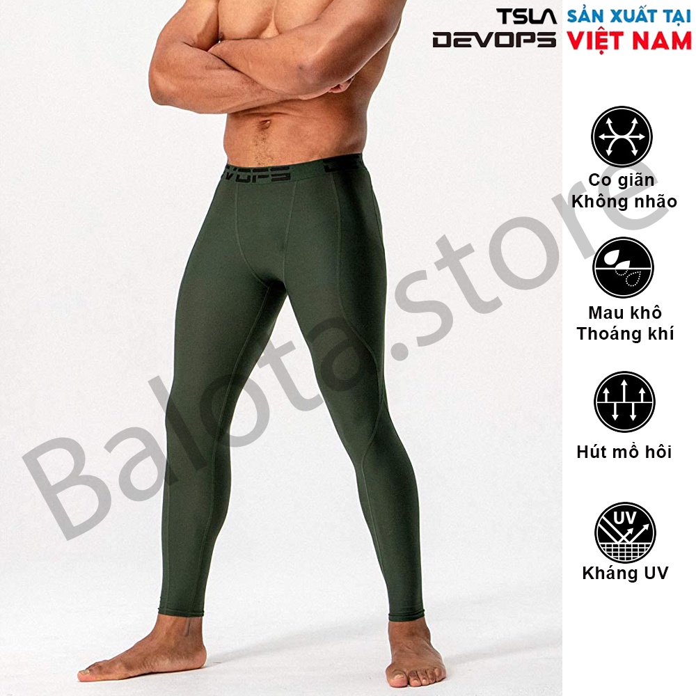 Quần legging nam DEVOPS form ôm người, chất vải co giãn 4 chiều phù hợp với anh em chơi thể thao, gym, chạy bộ, đá banh | BigBuy360 - bigbuy360.vn