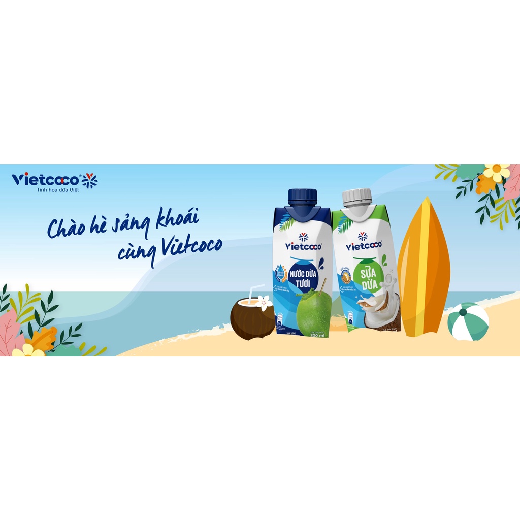 Sữa dừa - Nước dừa Organic , nguyên chất đóng hộp Vietcoco 330ml