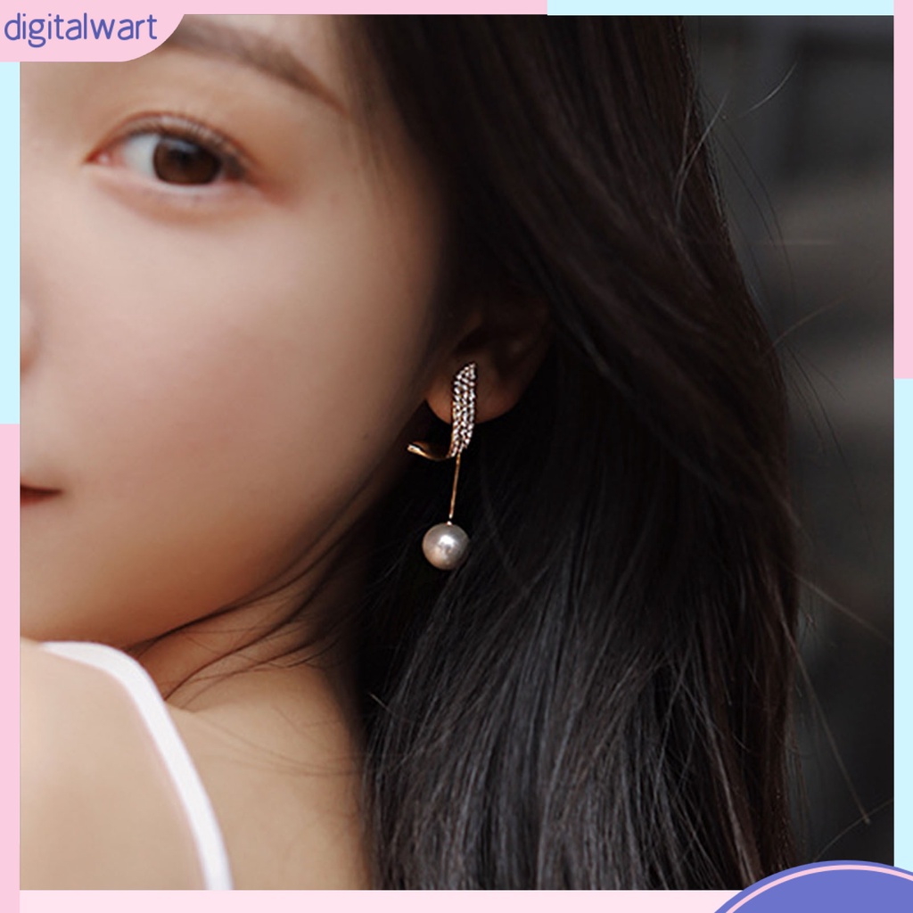 Đôi bông tai dáng rơi họa tiết hình học đính ngọc trai thời trang cho nữ