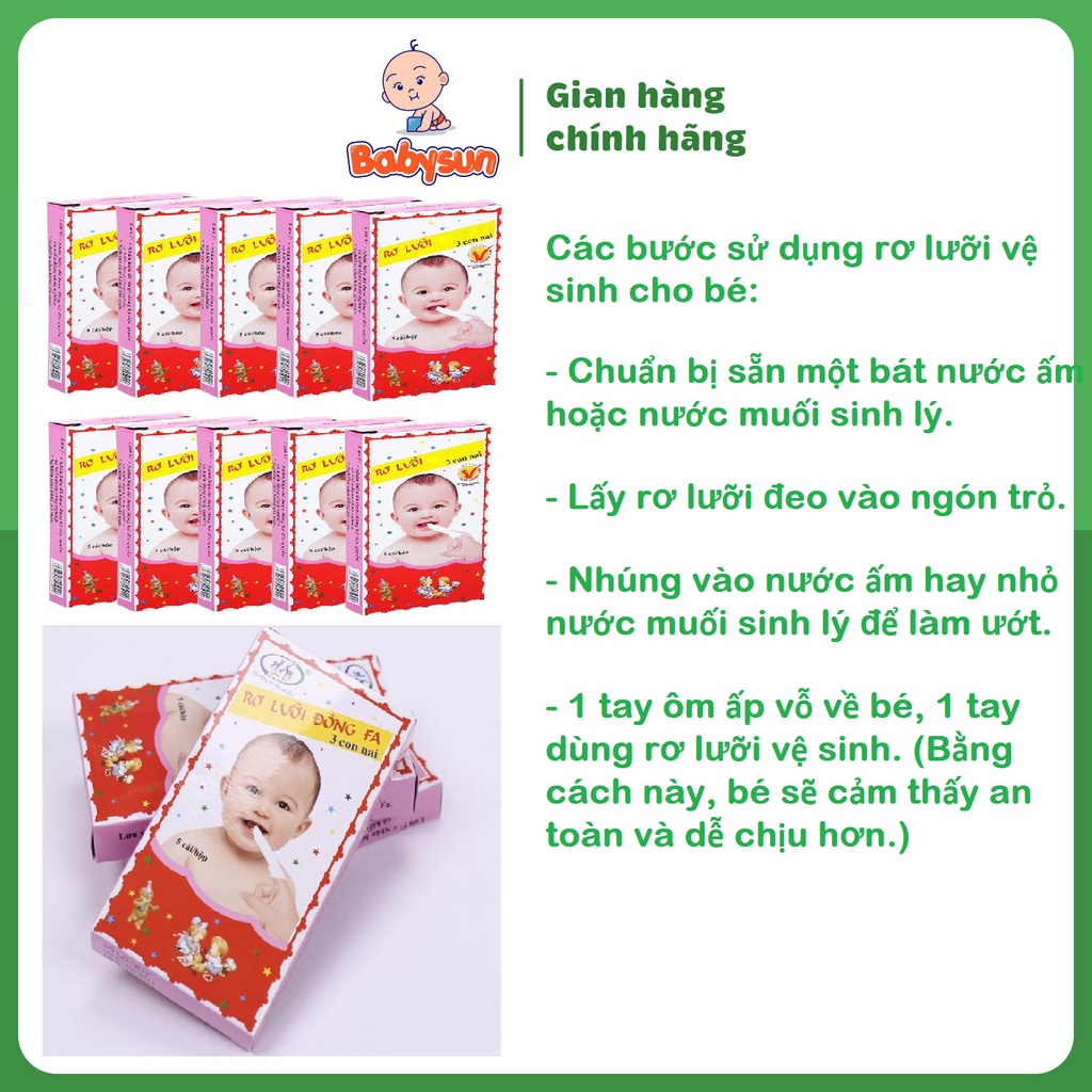 Rơ Lưỡi Đông Pha, Tưa Lưỡi Vệ Sinh Răng Miệng Cho Bé- 1 Hộp 5 cái