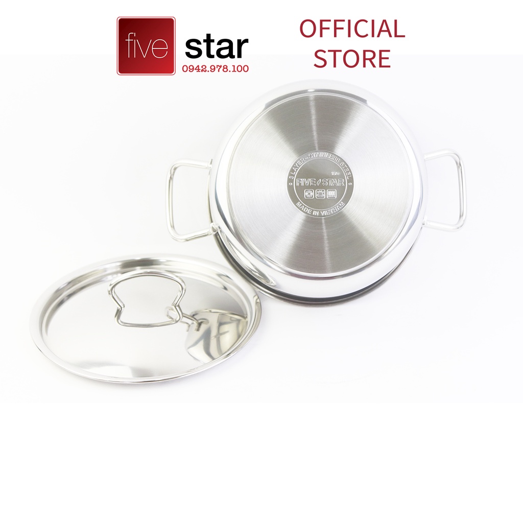 Bộ 2 nồi và 1 chảo chống dính  3 đáy từ inox 430 FiveStar Standard  nắp inox ( tặng 2 vá canh )