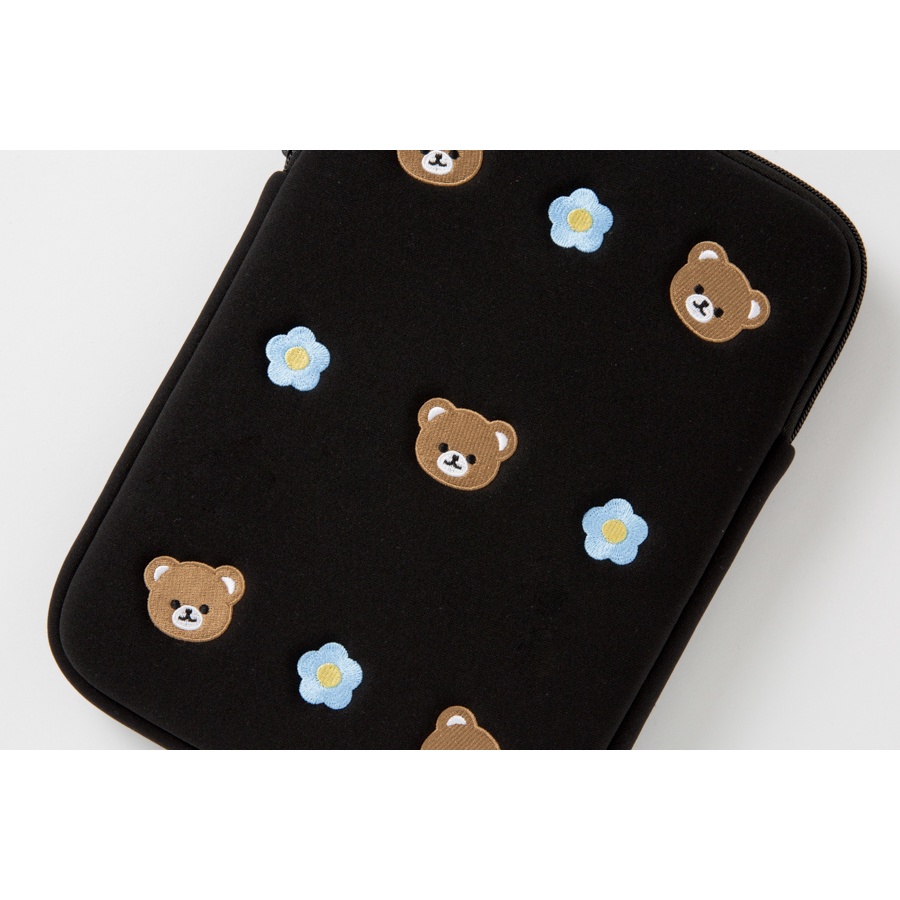 Túi Đựng Máy Tính Bảng 11Inch ARTBOX Hàn Quốc Màu Đen Họa Tiết Hoa Và Chú Gấu Teddy Dễ Thương
