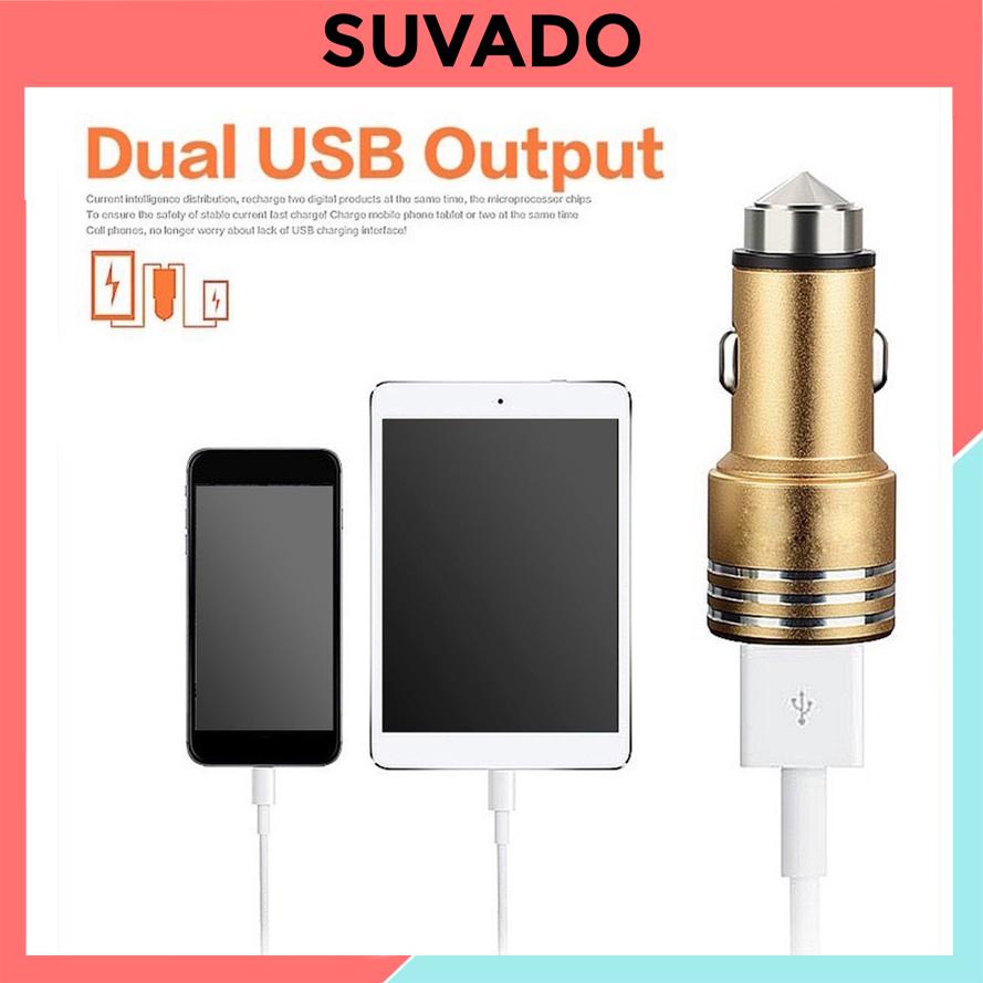 Tẩu sạc ô tô sạc nhanh gồm 2 cổng usb dùng trong xe hơi bằng hợp kim nhôm mẫu 1