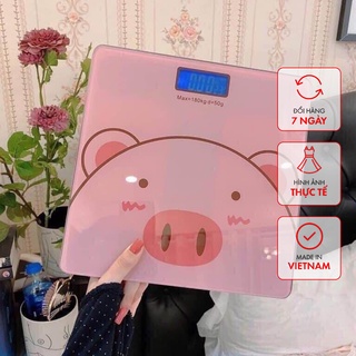 Cân điện tử lợn hồng kính cường lực chịu lực tới 180kg