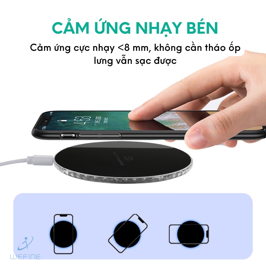 SẠC KHÔNG DÂY NHANH KIỂU DÁNG TRÒN 10W, 15W DÙNG CHO IPHONE