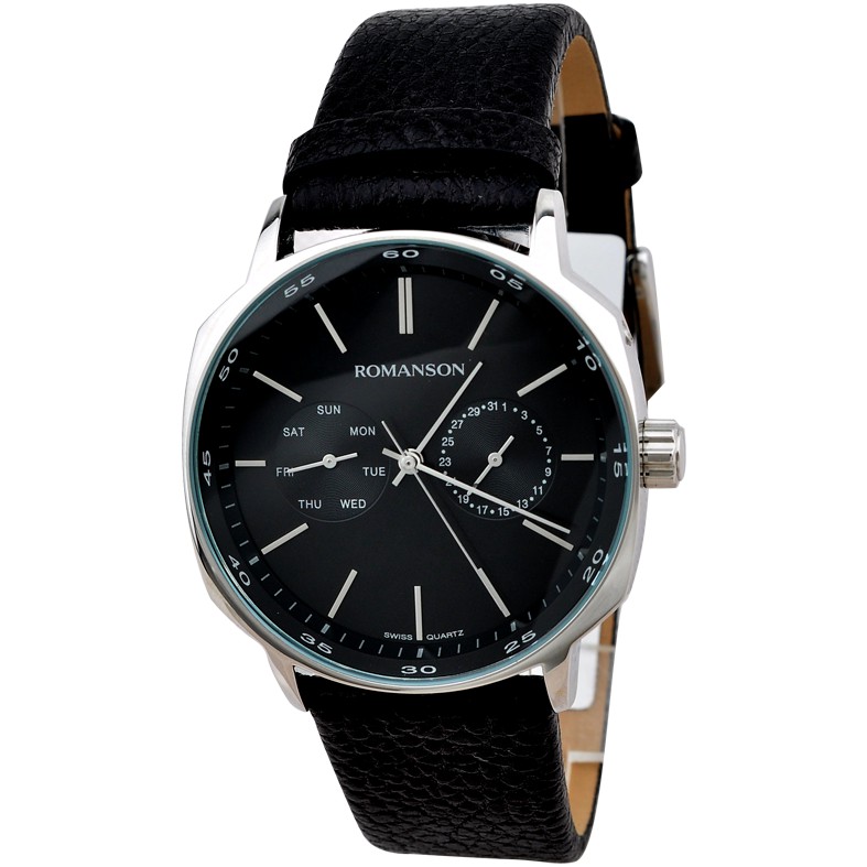 Đồng hồ Romanson Men Watch TL1204BMWBK nam máy Thụy Sĩ chống nước, mặt kính chống xước, dây da cao cấp chính hãng