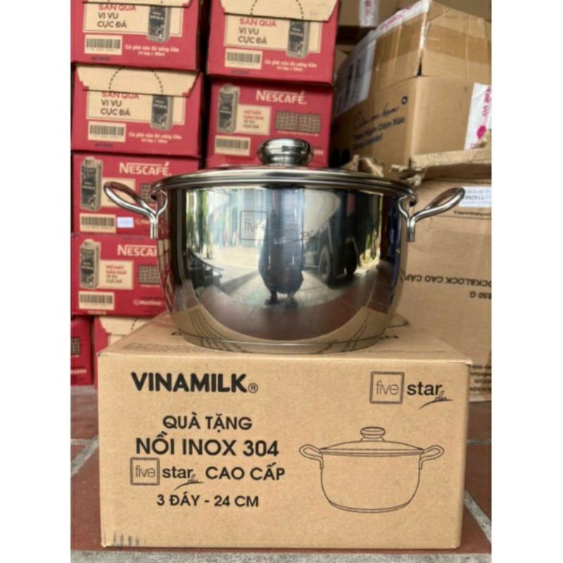 Nồi inox Five Star 3 đáy size 24cm quà tặng sữa vinamilk