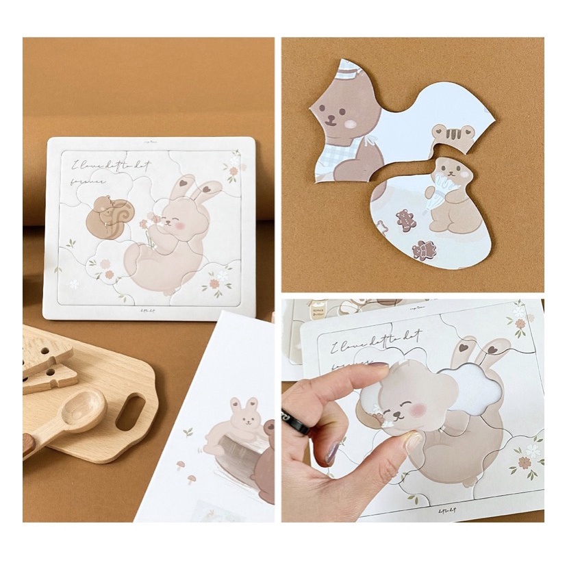 Bộ tranh xếp hình Dottodot, trò chơi ghép hình Dottodot (set 4 tấm hình) cho bé Hàn Quốc - Made in korea