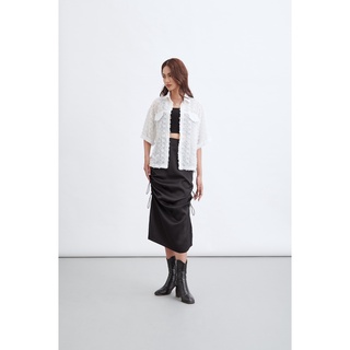 Chân Váy Lụa Satin Cao Cấp Xẻ Tà Rút Dây - HOO DESIGN ( RESTOCK THƯỜNG XUYÊN )