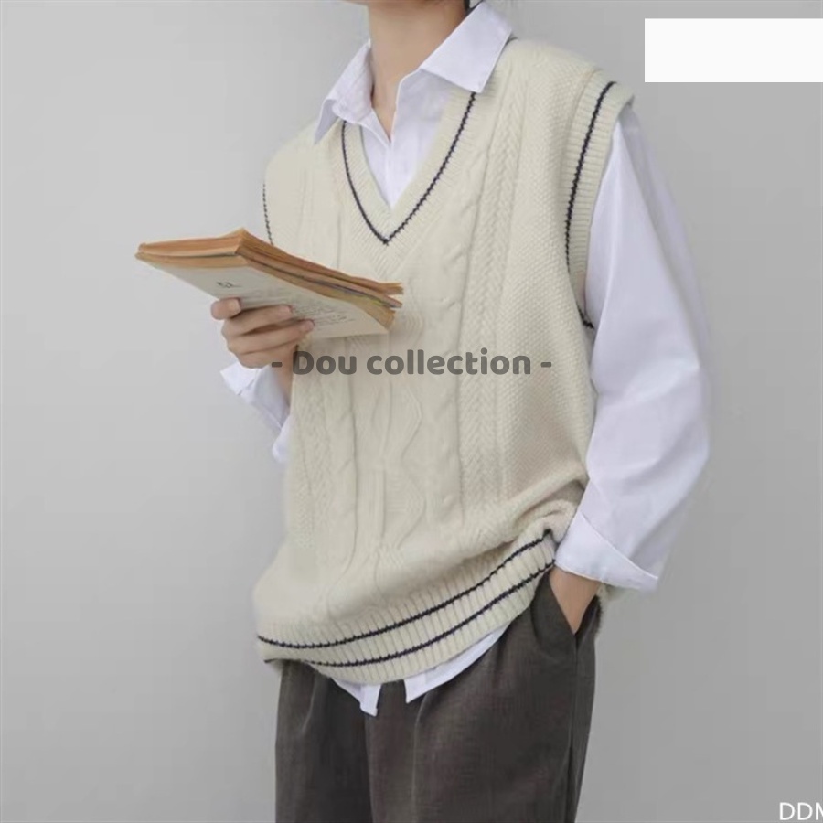 Áo Gile Trơn Áo Len Không Tay Cổ V Dáng Xuông Cá Tính Thời Trang Thu Đông - Mã TA039