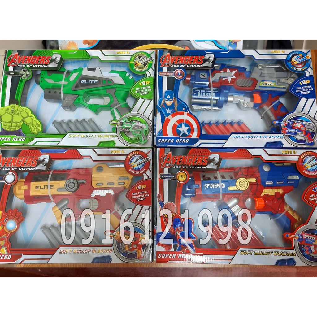 Đồ Chơi Blaster Avengers 4 Mẫu Sung Bắn Đan Xốp Cao Cấp Kiểu Nerf