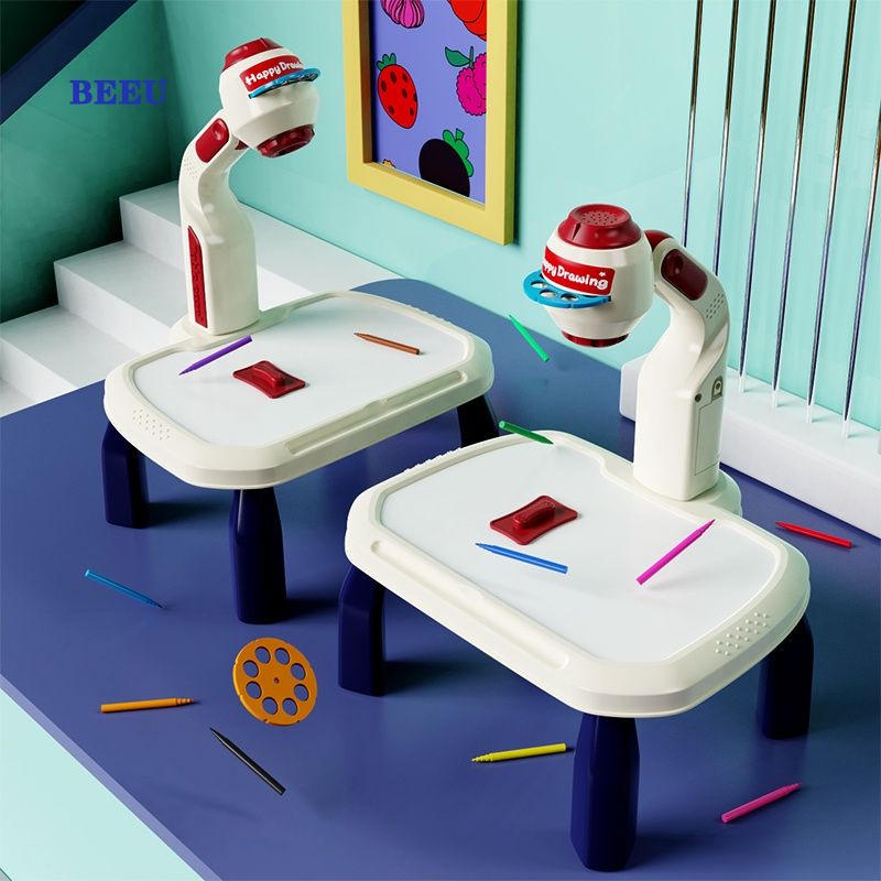Sơn Đồ Chơi Học Tập Vui Vẻ Đặt Bàn, Đa-Chức Năng Trẻ Em Điện Bóng Đèn Máy Chiếu, Trẻ Em Phát Triển Giáo Dục Vẽ beeu