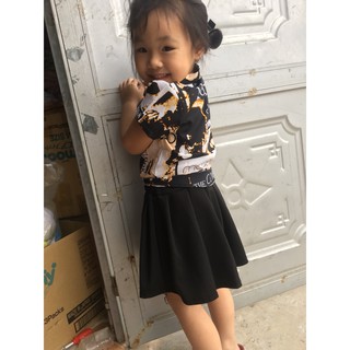 Set áo sơ mi chân váy đen cho bé
