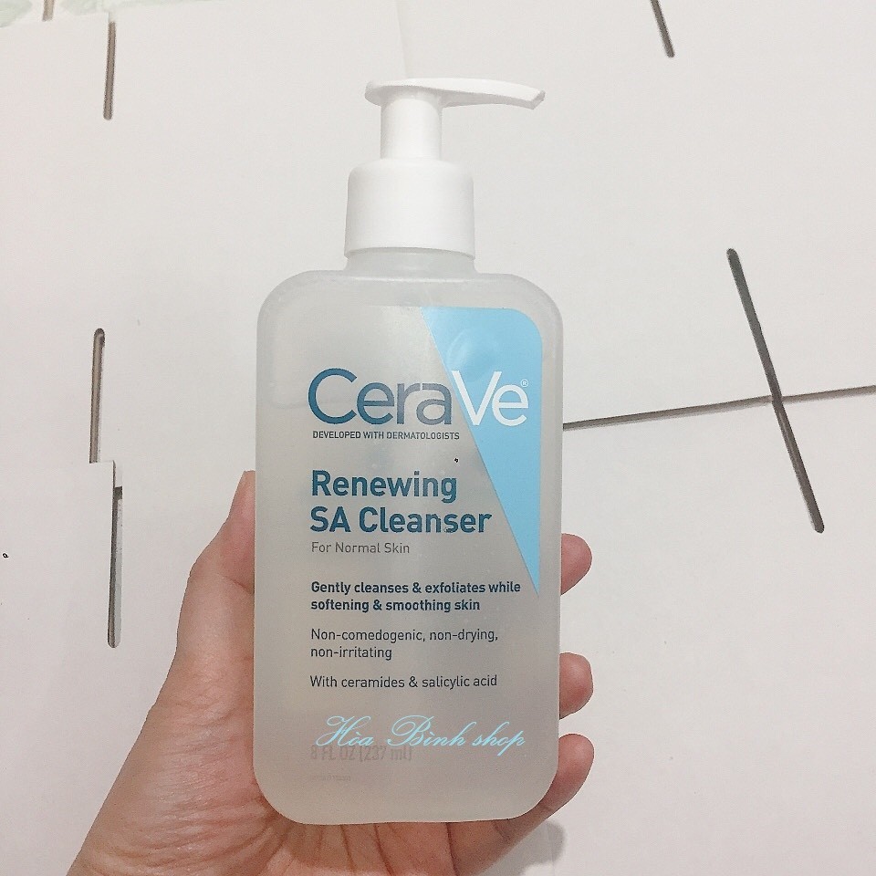 [Hàng USA] Sữa rửa mặt ngừa mụn & se khít lỗ chân lông CeraVe Renewing SA Cleanser (237ml)