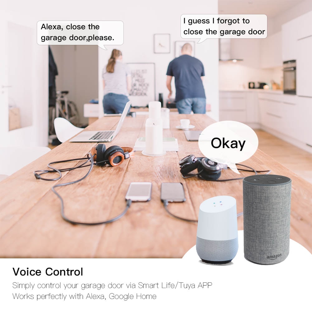 Thiết Bị Điều Khiển Cửa Garage Thông Minh Kết Nối WiFi Điều Khiển Qua Alexa Echo Google Home No Hub