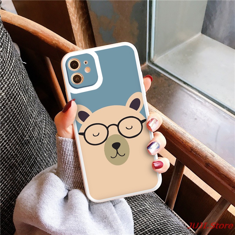 Ốp lưng iphone độngj vật đáng yêu cạnh vuông chống sốc cho iphone7plus x xsmax 11pro max 12pro 12promax13promax tr1144