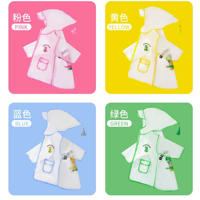 Áo mưa cho bé họa tiết khủng long cho bé từ 1-8 tuổi