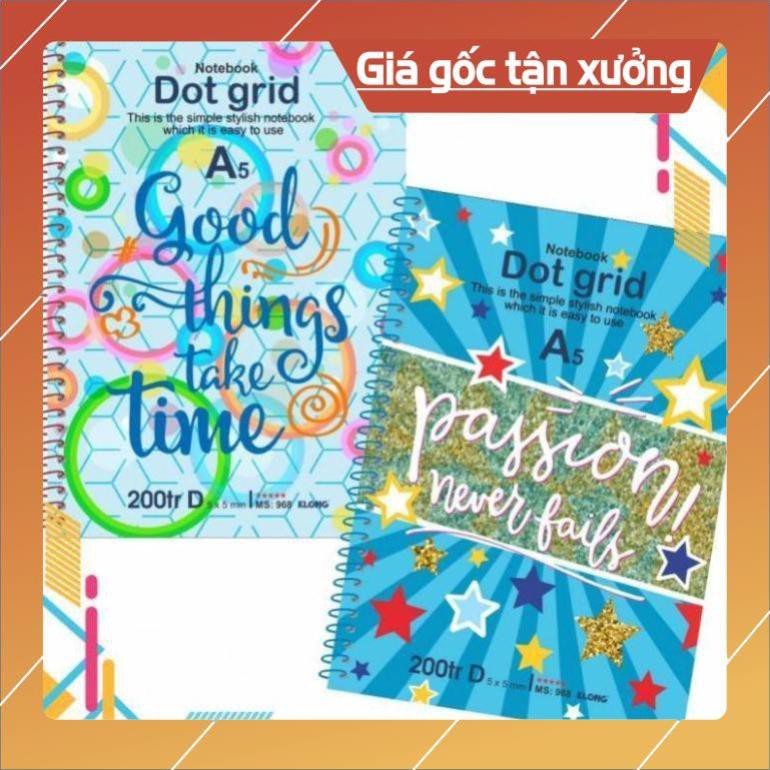 [Sổ vở đẹp] Sổ lò xo đơn KLONG A5 Dot Grid ruột chấm 70/76; MS: 968 [] }