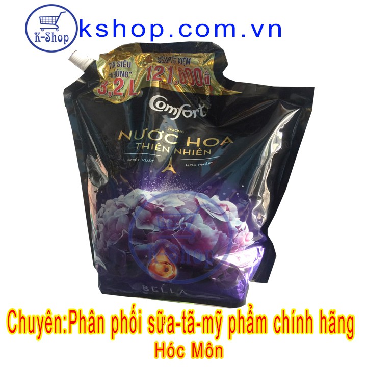 [TÚI SIÊU TIẾT KIỆM] Nước xả vải Comfort hương Nước hoa Bella 3.2 Lít