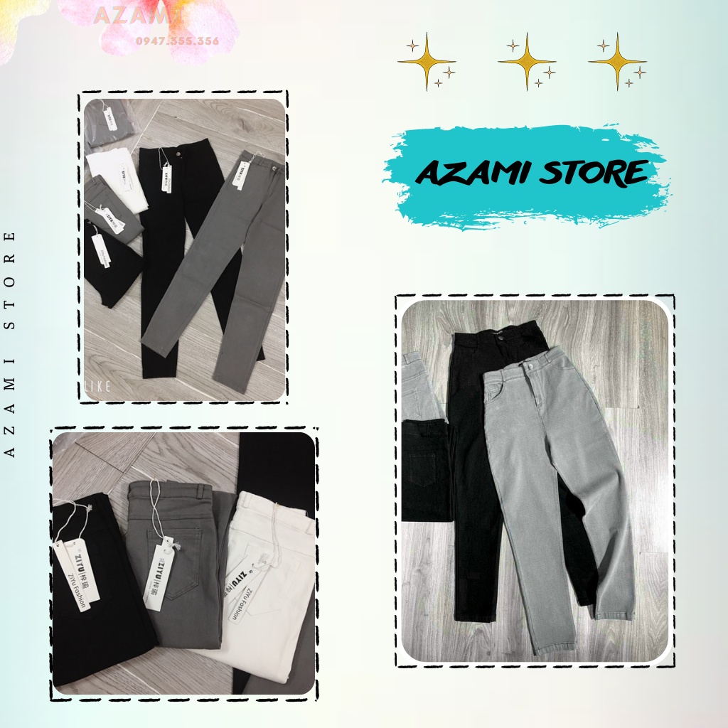 Quần jeans nữ lưng cao AZAMI co giãn, quần bò cạp cao skinny jeans AZ59