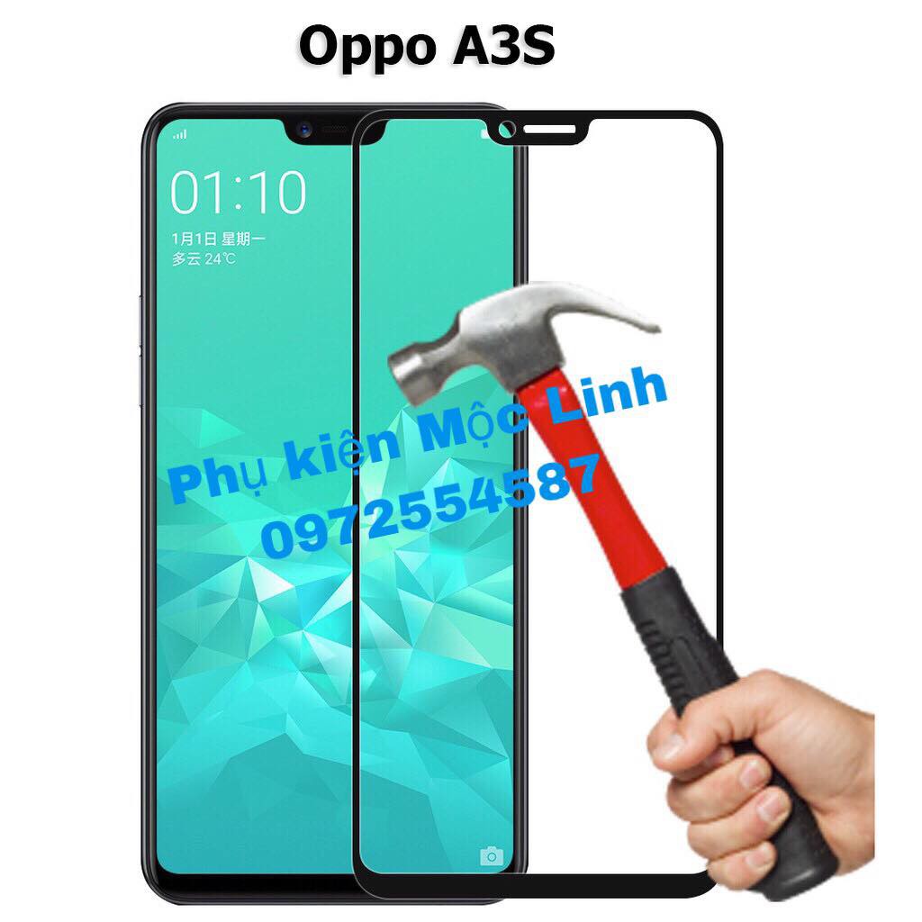 Kính Cường Lực Full Phủ Màn Hình 5D Oppo A3s