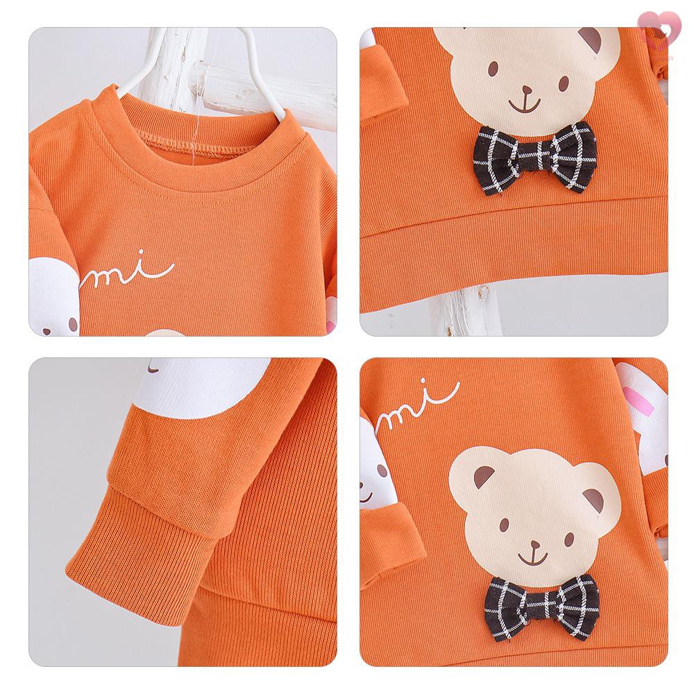 YueYueMao Baby Boy Long Sleeves Suit for Autumn Printed Bear Clothes and Long Plaid Trousers Daily Wear Clothing for Baby Boys Toddlers Kids 1 to 3