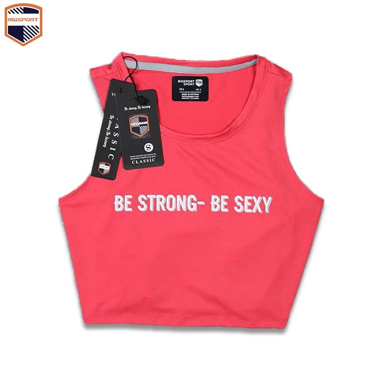 Áo ba Lỗ Áo Thun Croptop Ba Lỗ Nữ Thể Thao Sát Nách Form Rộng Tập Gym Yoga In Chữ Be Strong - Be Sexy Cao Cấp