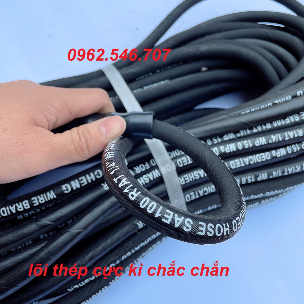 Dây rửa xe 10, 15, 20m Dây rửa xe áp lực cao lõi thép tặng kèm khớp đồng nối dây