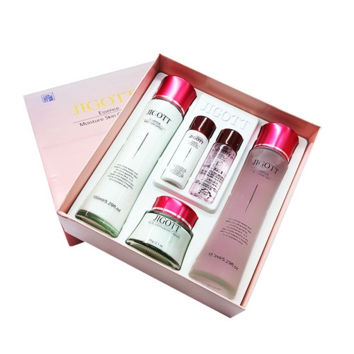 Tinh chất ốc sên lô hội dưỡng ẩm chăm sóc da JIGOTT snail Aloe Essence Moisture Green Tea Skin Care Set