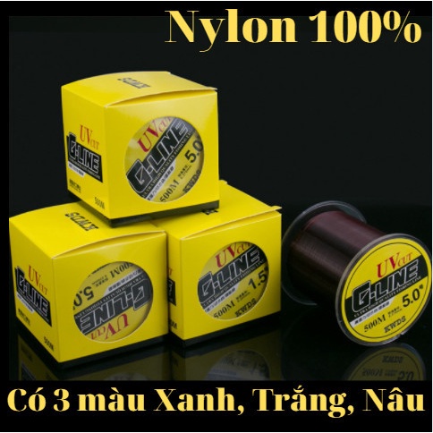 Cước Câu Cá Gline 500m Siêu Bền, Dây Câu, Nhợ Câu Cá Tàng , Chống Xoắn. Cước Có 3 Màu Xanh, Nâu, Trắng Dài Đủ 500m