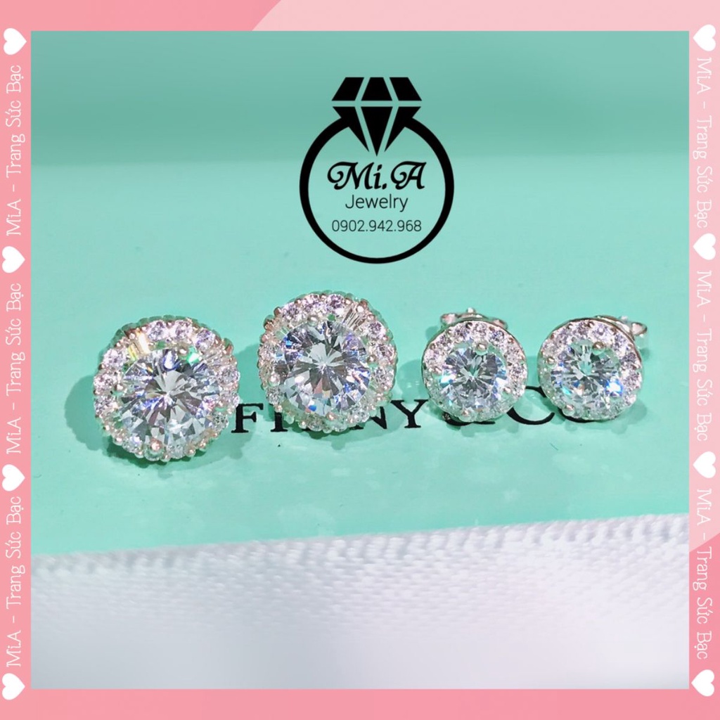 Bông (khuyên) tai BẠC Ý S925 cao cấp hột đá Cz cao cấp B0005 | Mi.A Trang sức bạc