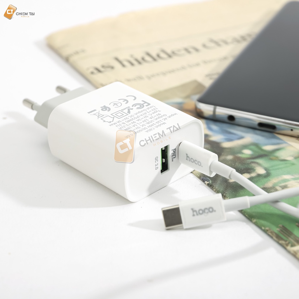 Bộ cốc kèm cáp sạc nhanh PD, QC3.0 20W Hoco C80A