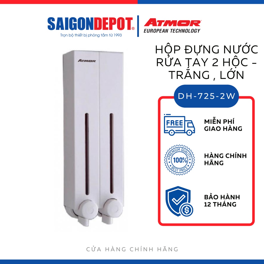 sAIGON DEPOT- Hộp nhấn xà phòng (hộp đựng nước rửa tay) Atmor DH-700-2W