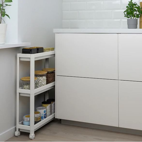 Kệ bánh xe VESKEN Ikea54x18x71 trắng