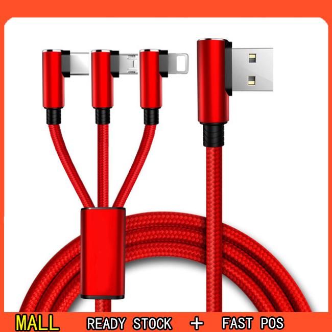 Dây cáp 3 trong 1 cổng micro usb type c cho iphone 90 độ