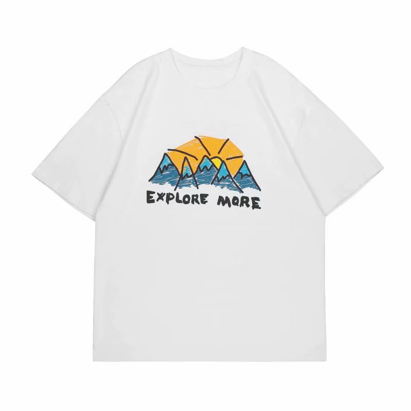 Áo thun tay ngắn cổ tròn dáng rộng in họa tiết hoạt hình phong cách Nhật Bản thời trang cho nam size M-5XL