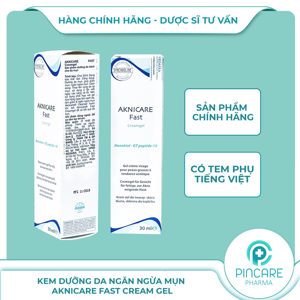 Kem Dưỡng Giảm Mụn Aknicare Fast Cream Gel 30ml - Hàng chính hãng - Nhà thuốc PinCare