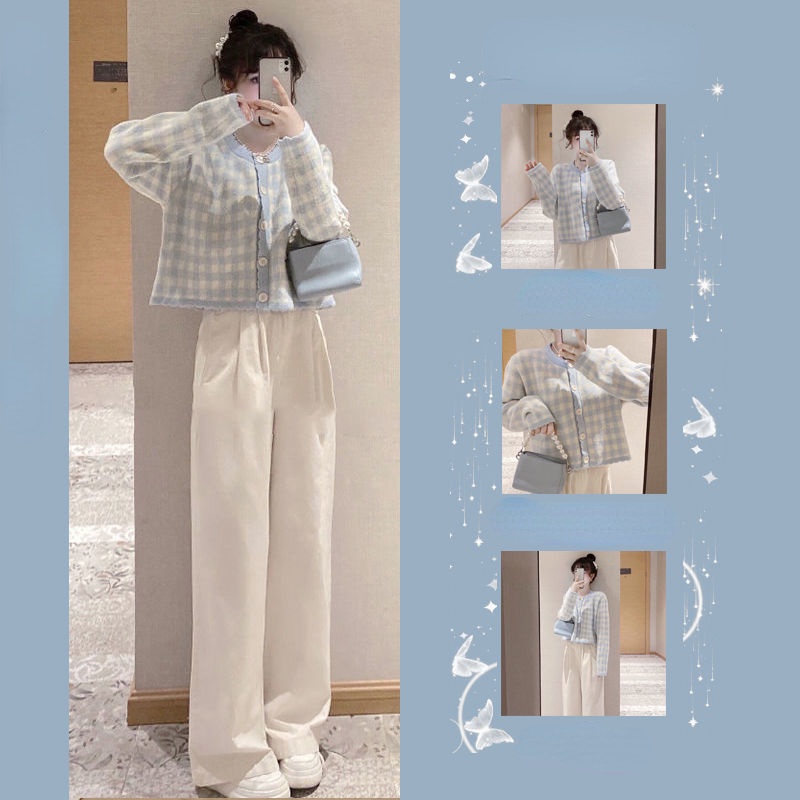 Bộ Áo Sweater + Quần Ống Rộng Thời Trang Cá Tính Cho Nữ