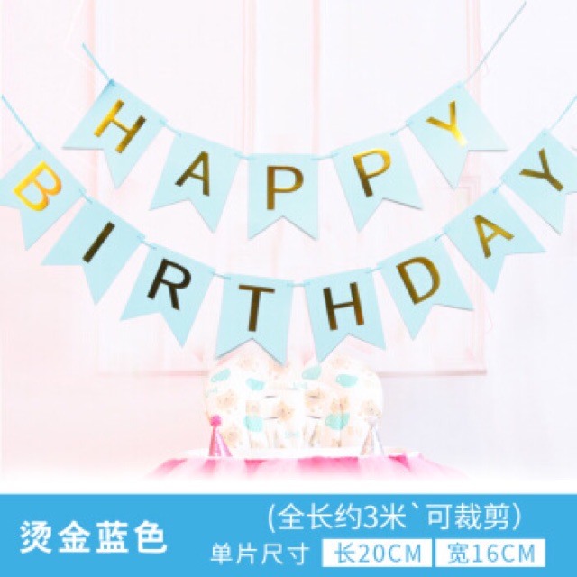 Dây Cờ Happy Birthday Ép Kim Loại Đẹp Trang Trí Sinh Nhật Loại To