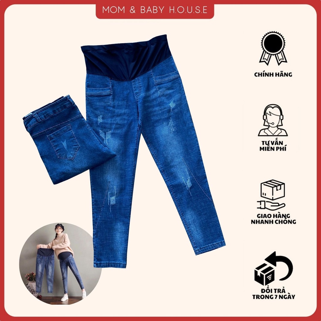 Quần baggy Jean bầu túi vuông rách