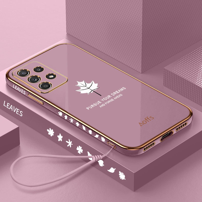 Ốp điện thoại QIANZI mềm kiểu lá phong cho Samsung A32 4G A52 A72 A22 A03S A21S A20S