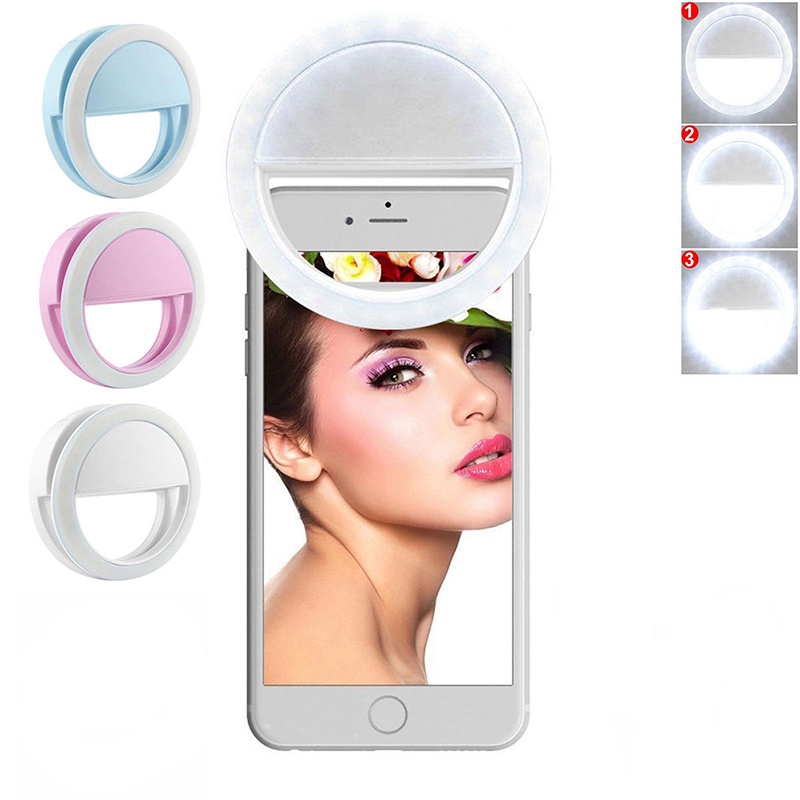 IPHONE SAMSUNG Đèn Led Tròn Gắn Điện Thoại Hỗ Trợ Chụp Ảnh Selfie