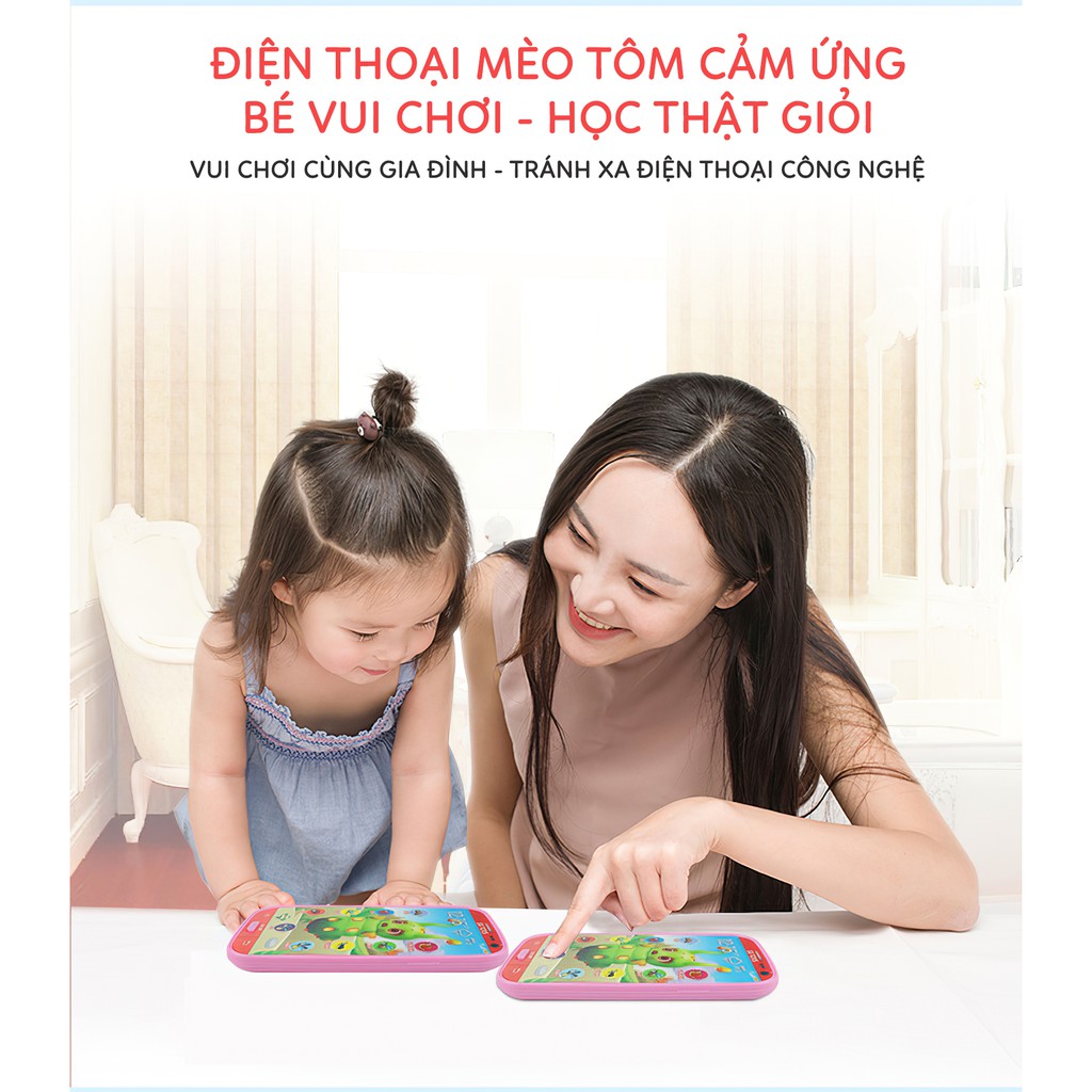 Đồ chơi điện thoại thông minh mèo tom phát nhạc chiếu sáng, biết nói, kể chuyện, đồ chơi giáo dục phát triển kỹ năng