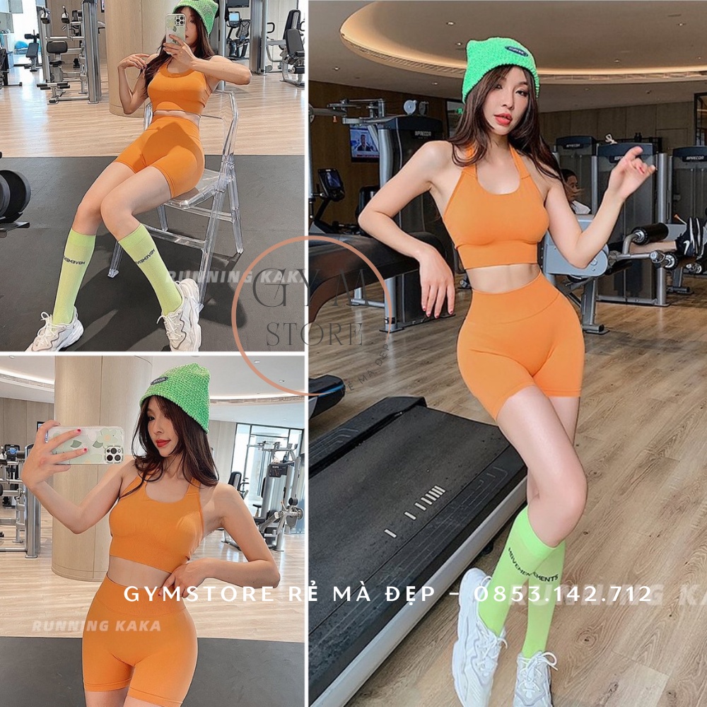 Set Bộ Đồ Tập Áo Yếm Kèm Mút Quần Cạp Cao Gen Bụng Đồ Tập Gym Tập Yoga Rẻ Đẹp GYM STORE 2203