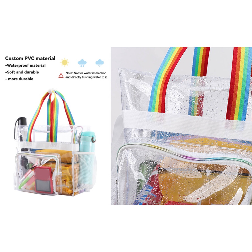 Túi Xách Đeo Vai Bằng PVC Trong Suốt Hình Vuông Cỡ Lớn Với Dây Đeo Tùy Chỉnh Thời Trang Cho Nữ